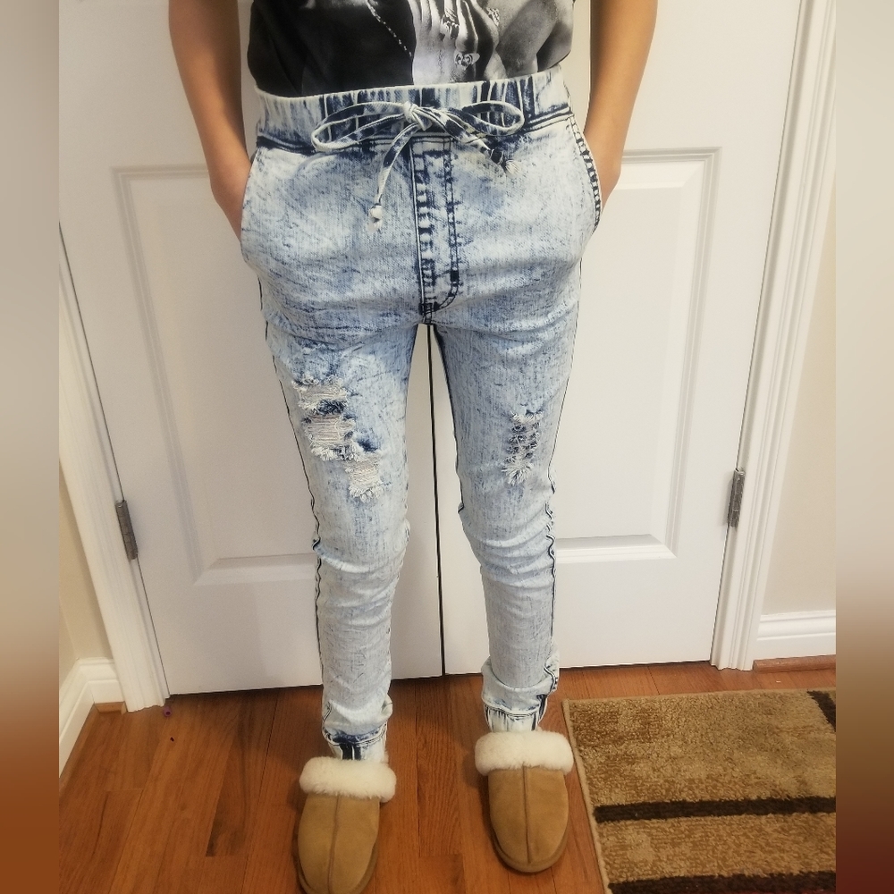 Brand New Acid Wash Destroyed Joggers - Picture 6 of 7